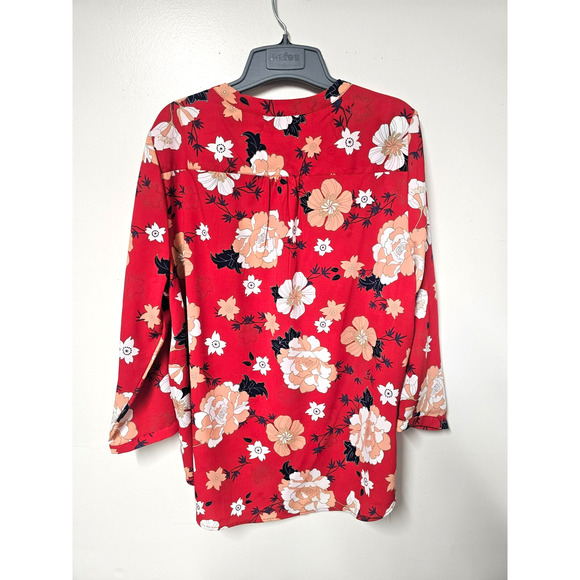Katherine Barclay Floral Popover Blouse Size XL 3/4 Balloon Sleeves Artsy - Picture 2 of 8